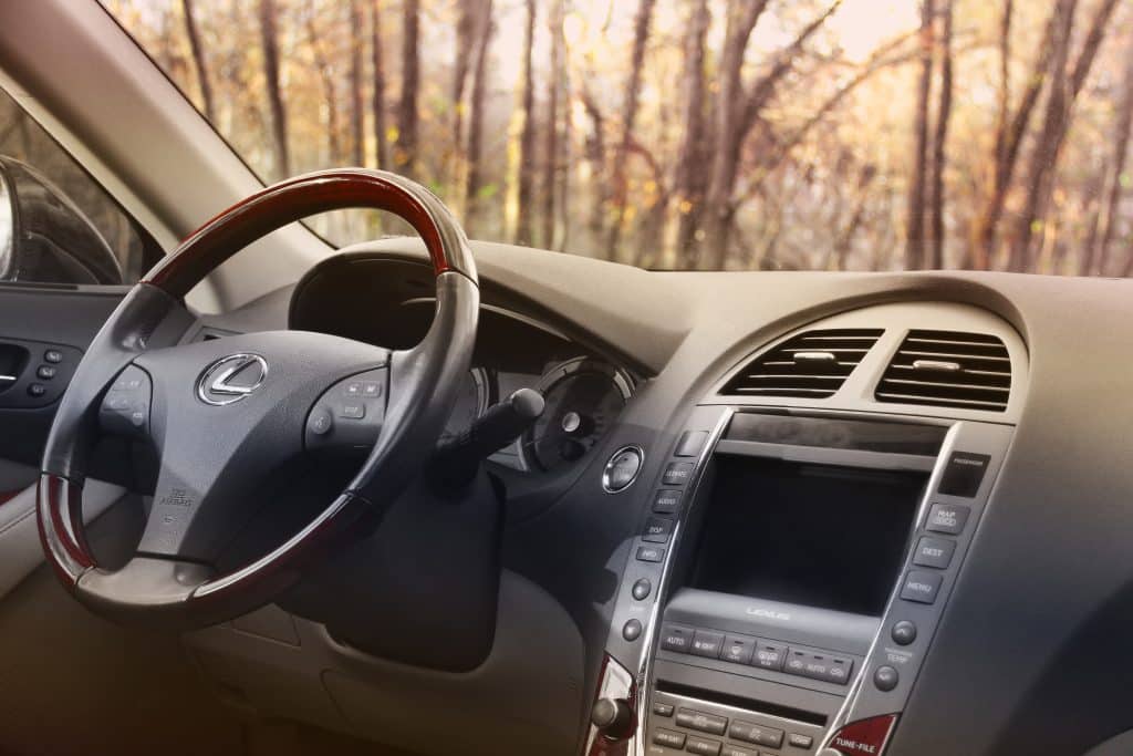 Close-up of the Lexus car interior with an emphasis on the A/C unit.